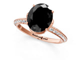 Rose gold Fancy Black Oval Cut Solitaire Split Shank Pave Diamond Engagement Ring with Four-Prong Setting_1