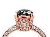 Rose gold Fancy Black Oval Cut Solitaire Split Shank Pave Diamond Engagement Ring with Four-Prong Setting_4