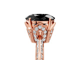 Rose gold Fancy Black Oval Cut Solitaire Split Shank Pave Diamond Engagement Ring with Four-Prong Setting_41