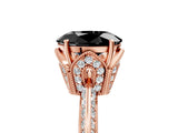 Rose gold Fancy Black Oval Cut Solitaire Split Shank Pave Diamond Engagement Ring with Four-Prong Setting_5