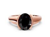 Rose gold Fancy Black Oval Cut Solitaire Tension Set Diamond Ring with Split Shank Band