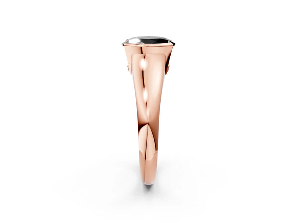 Rose Gold Oval Tension Style Solitaire Engagement Ring Setting for Black Center