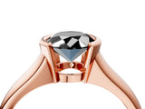 Rose gold Fancy Black Oval Cut Solitaire Tension Set Diamond Ring with Split Shank Band_4