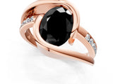 Rose gold Fancy Black Oval Cut Solitaire Tension-Set Diamond Split Shank Ring_1