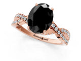 Rose gold Fancy Black Oval Cut Solitaire Twist Pave Diamond Engagement Ring with Prong Setting_1