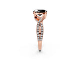 Rose gold Fancy Black Oval Cut Solitaire Twist Pave Diamond Engagement Ring with Prong Setting_2