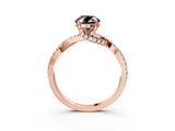Rose gold Fancy Black Oval Cut Solitaire Twist Pave Diamond Engagement Ring with Prong Setting_27