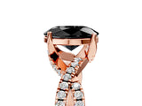 Rose gold Fancy Black Oval Cut Solitaire Twist Pave Diamond Engagement Ring with Prong Setting_29