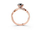 Rose gold Fancy Black Oval Cut Solitaire Twist Pave Diamond Engagement Ring with Prong Setting_3