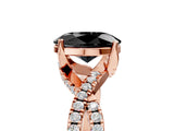 Rose gold Fancy Black Oval Cut Solitaire Twist Pave Diamond Engagement Ring with Prong Setting_5