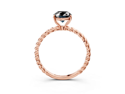 Rose gold Fancy Black Oval Cut Solitaire Twisted Band 4-Prong Ring_3
