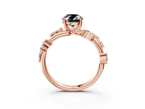Rose gold Fancy Black Oval Cut Solitaire Twisted Band Marquise Accent Prong Setting Ring_3