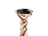 Rose gold Fancy Black Oval Cut Solitaire Twisted Band with Pavé Accents and Four-Prong Setting_5