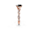 Rose gold Fancy Black Oval Cut Solitaire Twisted Pave Band with Four-Prong Setting_5