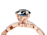 Rose gold Fancy Black Oval Cut Solitaire Twisted Pave Band with Four-Prong Setting_7