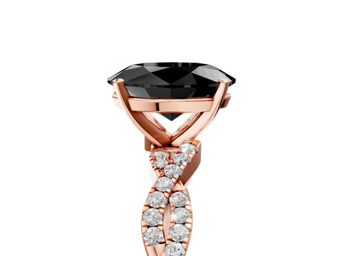 Rose gold Fancy Black Oval Cut Solitaire Twisted Pave Band with Four-Prong Setting_8