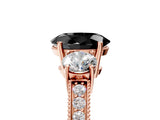 Rose gold Fancy Black Oval Cut Three-Stone Diamond Ring with Pavé Band and Four-Prong Setting_5