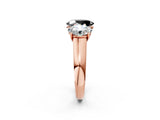 Rose gold Fancy Black Oval Cut Three-Stone Diamond Ring with Prong Setting on a Classic Band_14