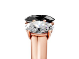 Rose gold Fancy Black Oval Cut Three-Stone Diamond Ring with Prong Setting on a Classic Band_17