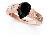 Rose gold Fancy Black Pear Cut Brilliant Channel-Set Diamond Ring with Bezel Prong Setting_1