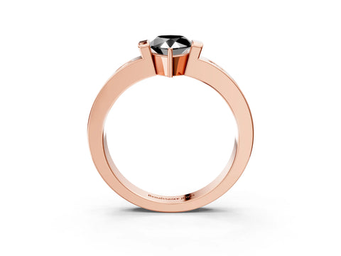 Rose gold Fancy Black Pear Cut Brilliant Channel-Set Diamond Ring with Bezel Prong Setting_3