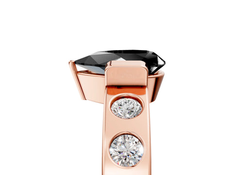 Rose gold Fancy Black Pear Cut Brilliant Channel-Set Diamond Ring with Bezel Prong Setting_5