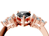 Rose gold Fancy Black Pear Cut Brilliant Diamond Cluster Accent Solitaire Ring with Prong Setting_4
