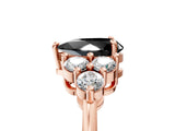 Rose gold Fancy Black Pear Cut Brilliant Diamond Cluster Accent Solitaire Ring with Prong Setting_5