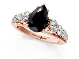 Rose gold Fancy Black Pear Cut Brilliant Diamond Pavé Band with Six-Prong Setting_1