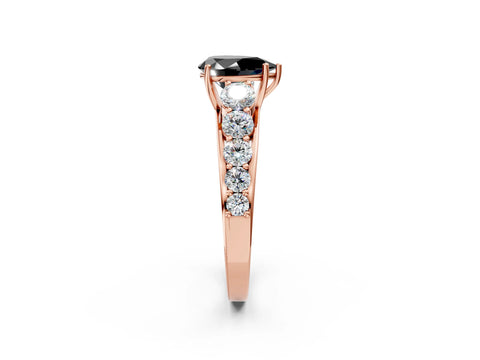 Rose gold Fancy Black Pear Cut Brilliant Diamond Pavé Band with Six-Prong Setting_2