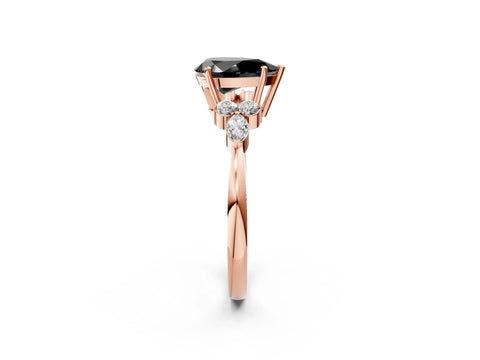 Rose gold Fancy Black Pear Cut Brilliant Diamond Solitaire Ring with Pear Side Stones and Four-Prong Setting_5