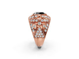 Rose gold Fancy Black Pear Cut Brilliant Halo Pave Diamond Milgrain Ring_2