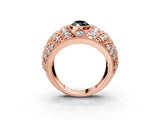 Rose gold Fancy Black Pear Cut Brilliant Halo Pave Diamond Milgrain Ring_3