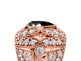 Rose gold Fancy Black Pear Cut Brilliant Halo Pave Diamond Milgrain Ring_5