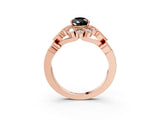 Rose gold Fancy Black Pear Cut Brilliant Milgrain Pave Heart Band Solitaire Ring_3