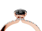 Rose gold Fancy Black Pear Cut Brilliant Pavé Band Solitaire with Four-Prong Setting_4