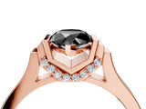 Rose gold Fancy Black Pear Cut Brilliant Solitaire Diamond Ring with Channel Set Band and Bar Prong Setting_16