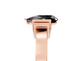 Rose gold Fancy Black Pear Cut Brilliant Solitaire Diamond Ring with Channel Set Band and Bar Prong Setting_17