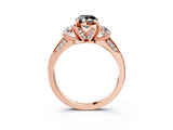 Rose gold Fancy Black Pear Cut Brilliant Three-Stone Diamond Ring with Pavé Band and Four-Prong Setting_6