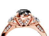 Rose gold Fancy Black Pear Cut Brilliant Three-Stone Diamond Ring with Pavé Band and Four-Prong Setting_7