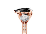 Rose gold Fancy Black Pear Cut Brilliant Three-Stone Diamond Ring with Pavé Band and Four-Prong Setting_8