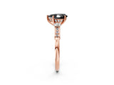 Rose gold Fancy Black Pear Cut Brilliant Three-Stone Pave Band with Four-Prong Setting_2