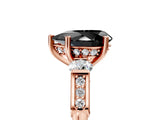 Rose gold Fancy Black Pear Cut Brilliant Three-Stone Pave Band with Four-Prong Setting_5