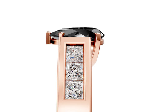Rose gold Fancy Black Pear Cut Cut Channel Set Solitaire Ring with Four-Prong Setting_5