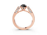 Rose gold Fancy Black Pear Cut Cut Diamond Channel Set Solitaire Ring with Four-Prong Setting_3