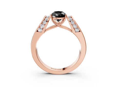 Rose gold Fancy Black Pear Cut Cut Diamond Channel Set Solitaire Ring with Four-Prong Setting_3