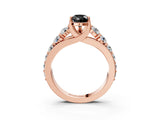 Rose gold Fancy Black Pear Cut Cut Diamond Engagement Ring with Pavé Band and Four-Prong Setting_3