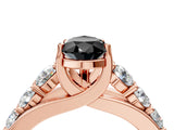 Rose gold Fancy Black Pear Cut Cut Diamond Engagement Ring with Pavé Band and Four-Prong Setting_4