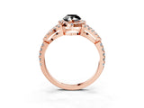 Rose gold Fancy Black Pear Cut Cut Diamond Halo Engagement Ring with Open Split Pavé Band_3