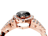 Rose gold Fancy Black Pear Cut Cut Diamond Halo Engagement Ring with Open Split Pavé Band_4